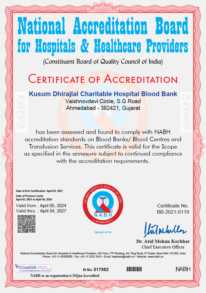 NABH accreditation standards on Blood Banks Blood Centres
